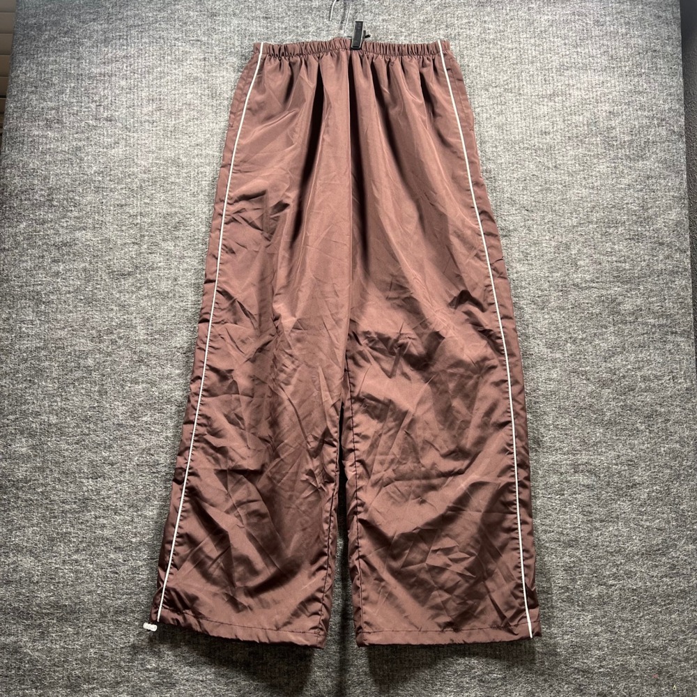 Unbranded Brown Wide Leg Track Pants Windbreaker Piping Mens Large